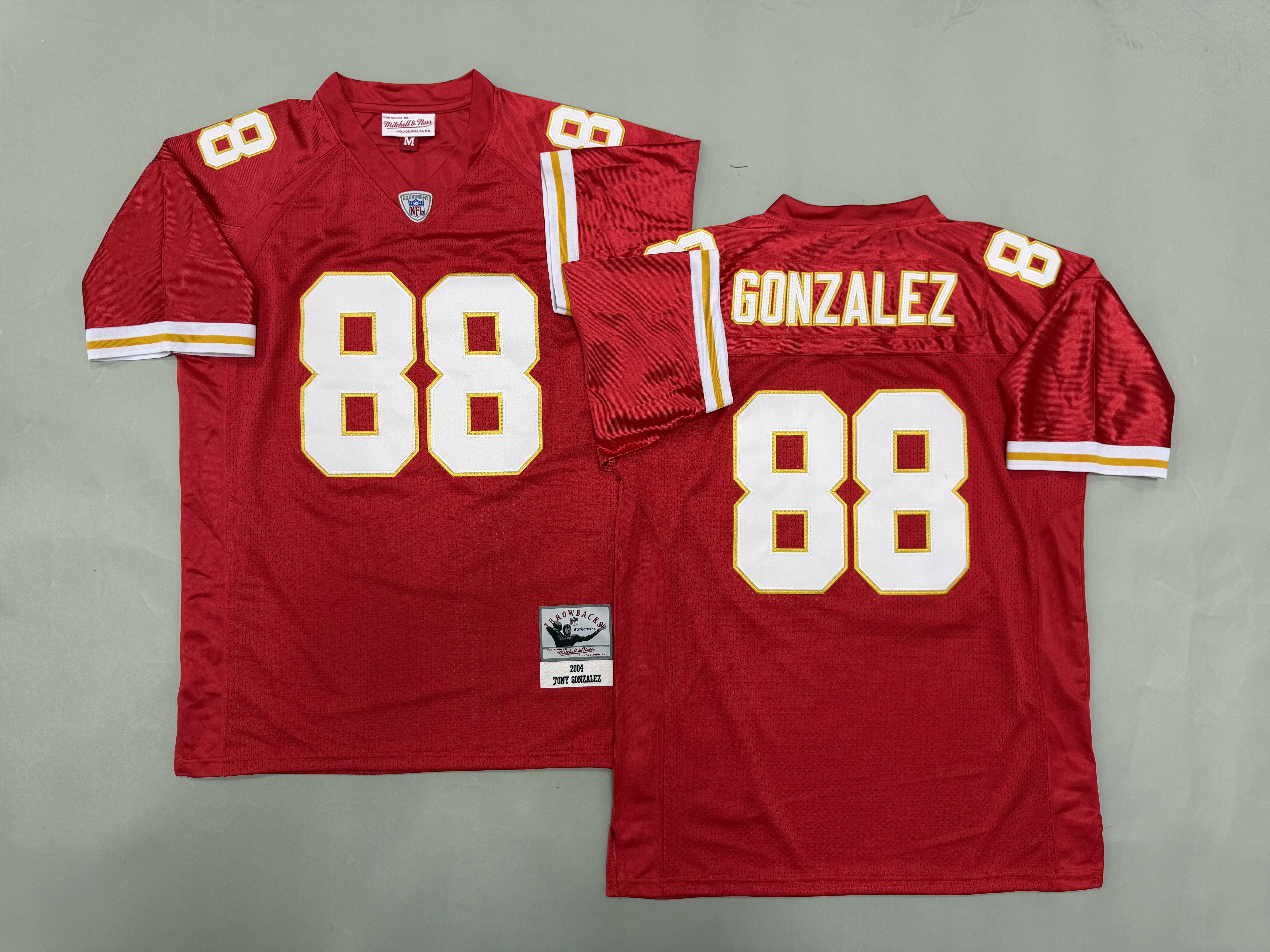 Men 2026 Kansas City Chiefs #88 Gonzalez Red Throwback Game NFL Jersey 001